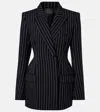 Mugler Pinstripe Double-breasted Jacket In Blue