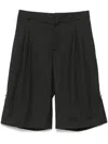Mugler Gray Pinstripe Pierced Tailored Shorts In Grey
