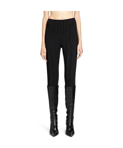 Mugler Piped-boning Waist Leggings In Black