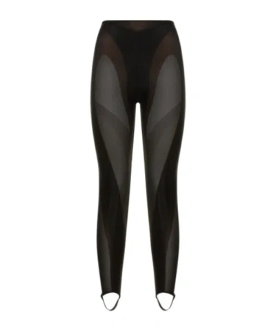 Mugler Plain Knitted Leggings In Black