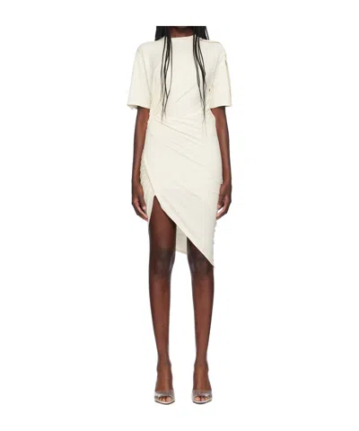 MUGLER PLEATED ASYMMETRICAL DRESS