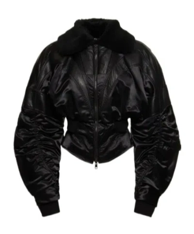 Mugler Pleated Casual Jacket In Black