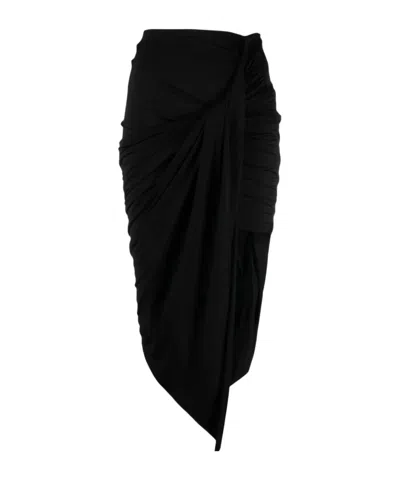 Mugler Pleated Detail Skirt In Blue