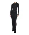 Mugler Ruched Maxi Pencil Dress In Black