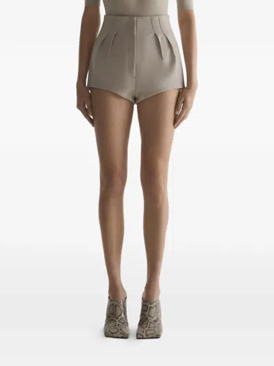Mugler Pleated Shorts In Neutral