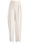 Mugler Pleated Tapered Twill Trousers In Off White