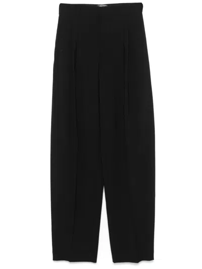 Mugler Pleated Wide-leg Trousers In 黑色