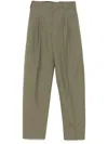 Mugler Pleated Wide-leg Trousers In Green