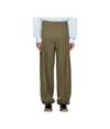 Mugler Khaki Pleated Wide Leg Trousers In Green