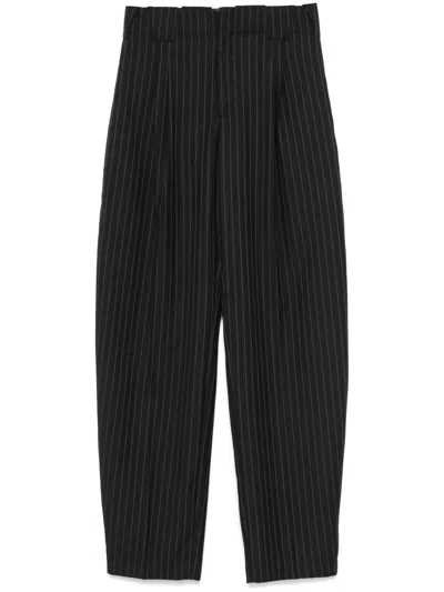 Mugler Pleated Wide-leg Trousers In Grey