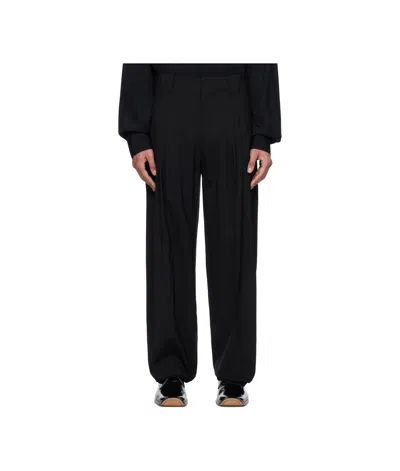 Mugler Pleated Wide-legged Casual Pants In Black