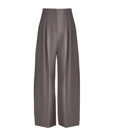 Mugler Pleated Wide-leg Pants In Brown