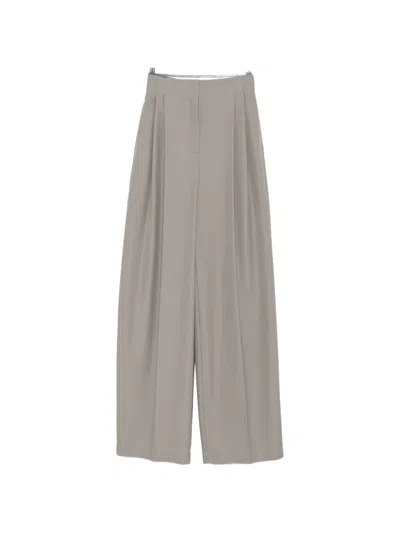 Mugler Pleated Wide-leg Trousers In Gray