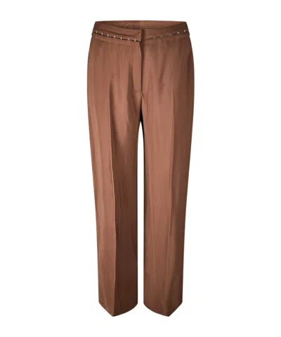Mugler Pleated Zipper Casual Pants In Brown