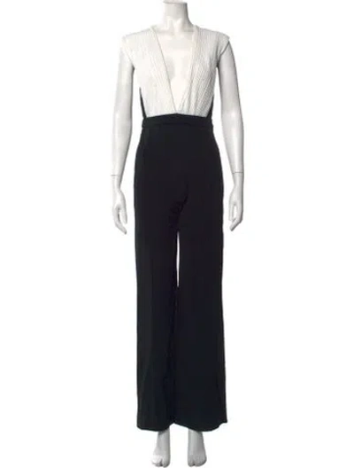Pre-owned Mugler Plunge Neckline Jumpsuit In Black