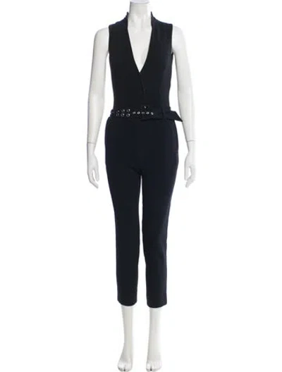 Pre-owned Mugler Plunge Neckline Jumpsuit In Blue