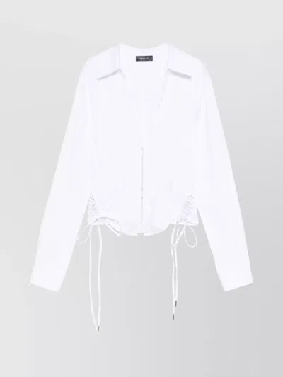MUGLER PLUNGING V-NECK COLLARED TOP