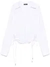 Mugler Slim Fit V-neck Optical White Organic Cotton Shirt Women In Multi