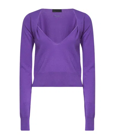 Mugler Plunging V-neck Cropped Top In Purple