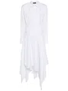 Mugler Draped Poplin Midi Dress In White