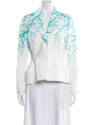 Pre-owned Mugler Printed Blazer In White