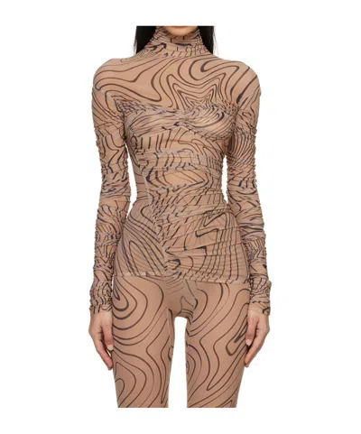 MUGLER PRINTED HIGH-NECKED BLOUSE
