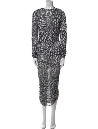 Pre-owned Mugler Printed Long Dress In White