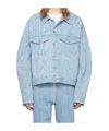 Mugler Blue Star Denim Jacket In Blue