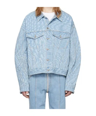 MUGLER PRINTED LONG-SLEEVE DENIM JACKET
