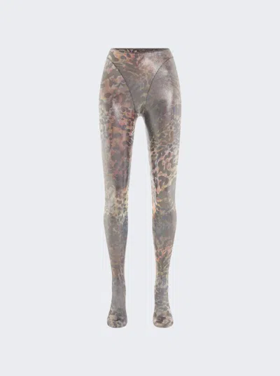 Mugler Printed Mesh Tights In Multi