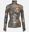 Mugler Printed Ruched Top In Multicoloured