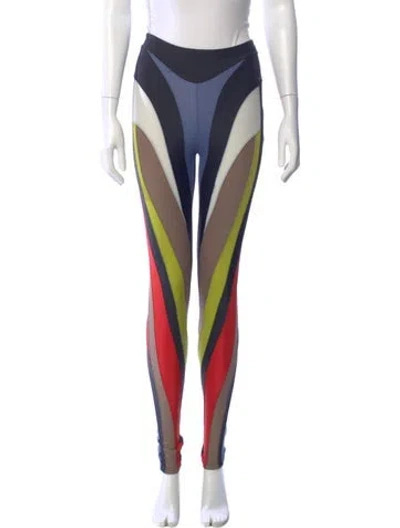 Pre-owned Mugler Printed Skinny Leg Pants In Blue