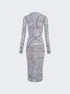 Mugler Printed Star Mesh Dress In Multi