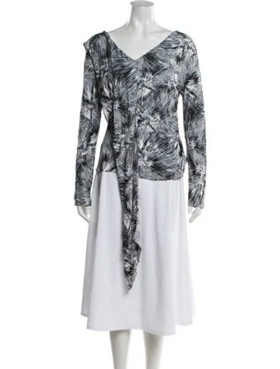 Pre-owned Mugler Printed V-neck Top In Blue