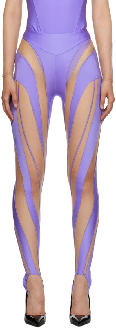 Mugler Purple & Beige Spiral Leggings In B6011 Lilac / Nude 0
