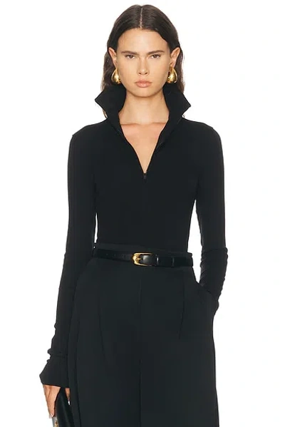 Mugler Quarter Zip Top In Black