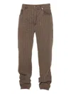 Mugler Quilted Panel Trousers In Brown