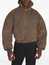 Mugler Quilted Panelled Jacket In Brown