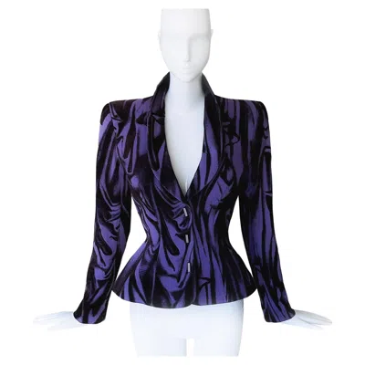Pre-owned Mugler Rare  Purple Illusion Jacket Drape Pattern