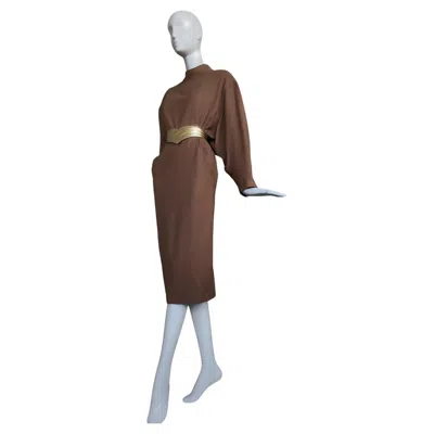 Pre-owned Mugler Rare Thierry  Fw 1984 Winter Of The Angels Dress Wool In Brown