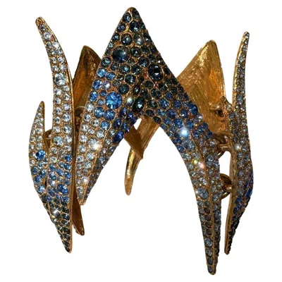 Pre-owned Mugler Rare Thierry  Fw 2000 Sculptural Crystal Bracelet Cuff In Multi