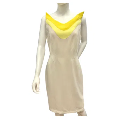 Pre-owned Mugler Rare Thierry  S/s 1990 � Rainbow � Sculptural Colorblock Dress In Beige