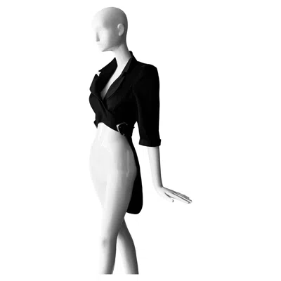 Pre-owned Mugler Rare Thierry  Ss 1992 Ruway Black Jacket Coat Blouse