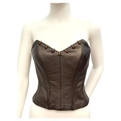 Pre-owned Mugler Rare Thierry  S/s 1994 Sculpted Lambskin Leather Claw Corset Bustier In Beige