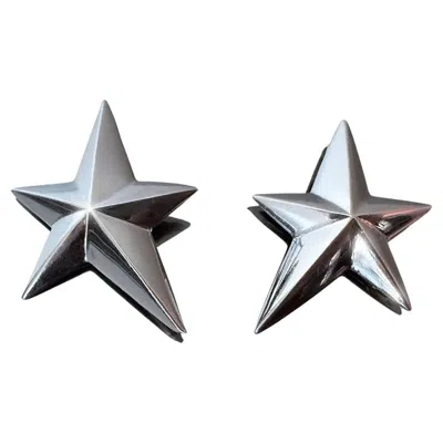 Pre-owned Mugler Rare Thierry  Star Earrings Silver Metal Etoile In Multi