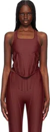 Mugler Red Corseted Tank Top In 6560 Merlot