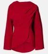 Mugler Womens Red Scarf Curved-hem Wool Jacket In Red