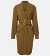Mugler Re/edit Cow-boys Crêpe Twill Shirt Dress In Green