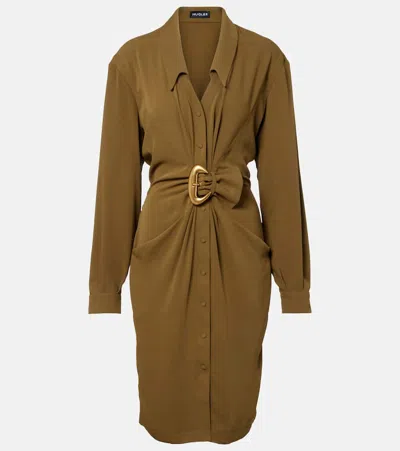 Mugler Re/edit Cow-boys Crêpe Twill Shirt Dress In Green