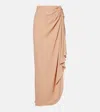 Mugler Re/edit Draped Crêpe Georgette Maxi Skirt In Brown